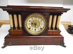 Antique Seth Thomas Mantle/Shelf Clock Woodgrain Adamantine-6 Column Rosewood