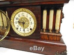 Antique Seth Thomas Mantle/Shelf Clock Woodgrain Adamantine-6 Column Rosewood