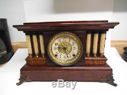 Antique Seth Thomas Mantle/Shelf Clock Woodgrain Adamantine-6 Column Rosewood