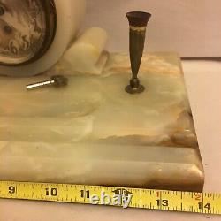 Antique Seth Thomas Marble Mantle Desk Clock With Pen Holder Tested Working