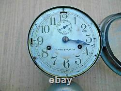 Antique Seth Thomas, Nickel Monitor Ships Clock External Bell