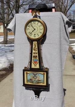 Antique Seth Thomas No. 1 Wall Banjo Clock Reverse Painted Glasses Dial Runs