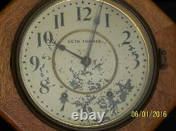 Antique Seth Thomas Oak Case Wall Clock- Works