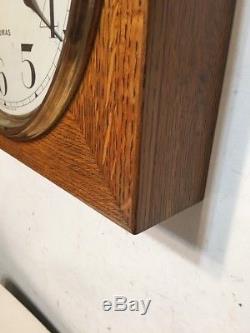 Antique Seth Thomas Oak Gallery Office Wall Clock Square Timepiece