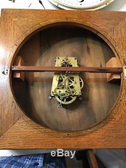 Antique Seth Thomas Oak Gallery Office Wall Clock Square Timepiece