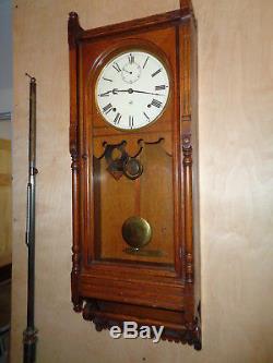 Antique-Seth Thomas-Oak Queen Anne Wall Clock-Ca. 1880-To Restore-#P170