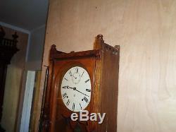 Antique-Seth Thomas-Oak Queen Anne Wall Clock-Ca. 1880-To Restore-#P170