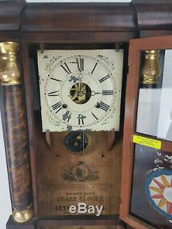 Antique Seth Thomas PLYMOUTH HOLLOW Weight Driven TRIPLE DECK Column Shelf Clock