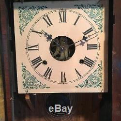 Antique Seth Thomas PLYMOUTH HOLLOW Weight Driven TRIPLE DECK Column Shelf Clock
