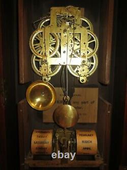 Antique Seth Thomas Parlor No. 3 Double Dial Calendar Clock 8-day, Time/strike
