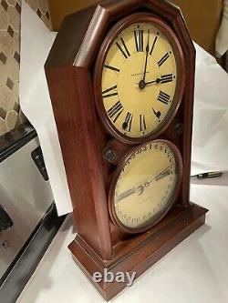 Antique Seth Thomas Parlor No. 5 Double Dial Calendar Clock