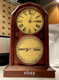 Antique Seth Thomas Parlor No. 5 Double Dial Calendar Clock