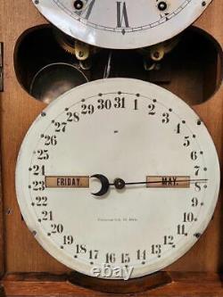 Antique Seth Thomas Parlor No. 6 Double Dial Calendar Clock