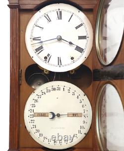 Antique Seth Thomas Parlor No. 6 Double Dial Calendar Clock