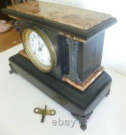 Antique Seth Thomas = Pendulum Chimes Clock = Adamantine Mantle Clock 1880