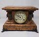 Antique Seth Thomas Pendulum Shelf Mantel Clock Imitation Burlwood Veneer