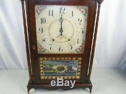 Antique Seth Thomas Pillar & Scroll Wooden Works Large Mantel Clock