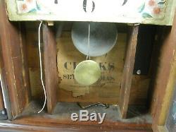 Antique Seth Thomas Pillar & Scroll Wooden Works Large Mantel Clock