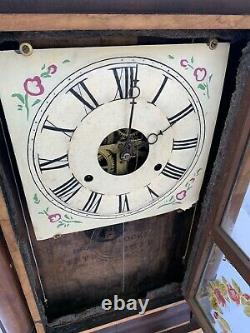 Antique Seth Thomas Plymouth Hollow Weight Driven Clock Prior 1865 Roses Y4