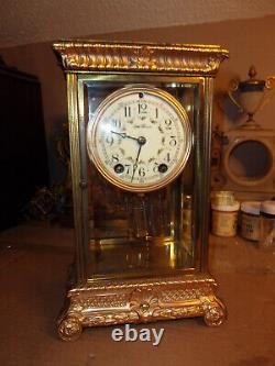 Antique Seth Thomas Porcelain Dial Crystal Regulator Clock- Ornate Case