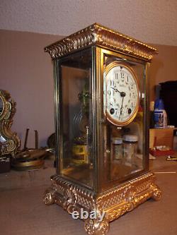 Antique Seth Thomas Porcelain Dial Crystal Regulator Clock- Ornate Case