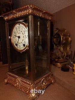 Antique Seth Thomas Porcelain Dial Crystal Regulator Clock- Ornate Case