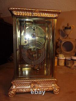 Antique Seth Thomas Porcelain Dial Crystal Regulator Clock- Ornate Case