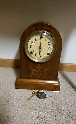 Antique Seth Thomas Prospect 3 Doric Mahogany Clock with Inlays, Circa 1911