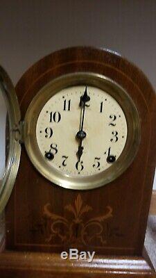 Antique Seth Thomas Prospect 3 Doric Mahogany Clock with Inlays, Circa 1911