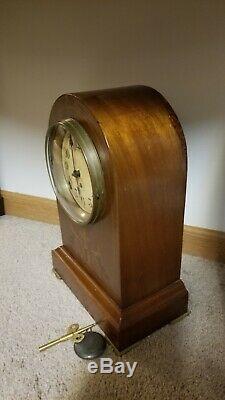 Antique Seth Thomas Prospect 3 Doric Mahogany Clock with Inlays, Circa 1911