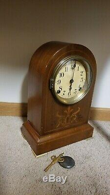 Antique Seth Thomas Prospect 3 Doric Mahogany Clock with Inlays, Circa 1911