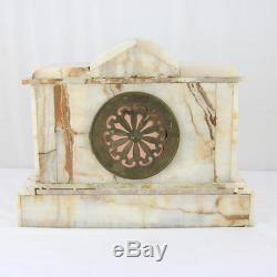 Antique Seth Thomas R. Kaiser Mantel Clock Onyx 15-day Works White Bronze Mounts