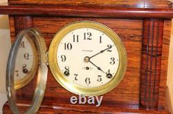 Antique Seth Thomas Red Adamantine Arch Top Mantle Clock Early 1900's RUNS