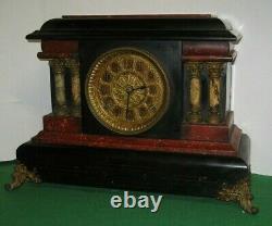 Antique Seth Thomas Red Adamantine Milo Art Noveau Mantel Chime Clock Working