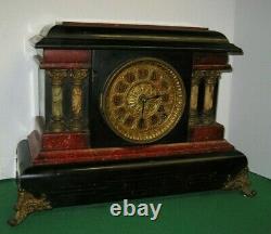 Antique Seth Thomas Red Adamantine Milo Art Noveau Mantel Chime Clock Working