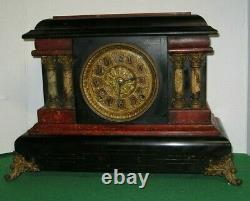 Antique Seth Thomas Red Adamantine Milo Art Noveau Mantel Chime Clock Working