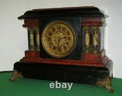 Antique Seth Thomas Red Adamantine Milo Art Noveau Mantel Chime Clock Working