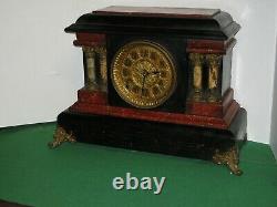 Antique Seth Thomas Red Adamantine Milo Art Noveau Mantel Chime Clock Working