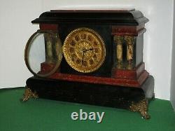 Antique Seth Thomas Red Adamantine Milo Art Noveau Mantel Chime Clock Working