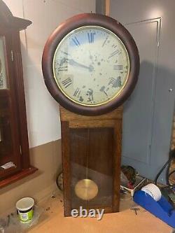 Antique Seth Thomas Regulator #2 Oak Case Working Clock