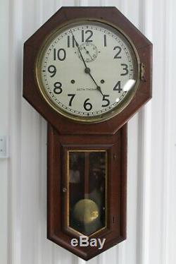 Antique Seth Thomas Regulator Wall Clock With Second Hand Train Station Clock