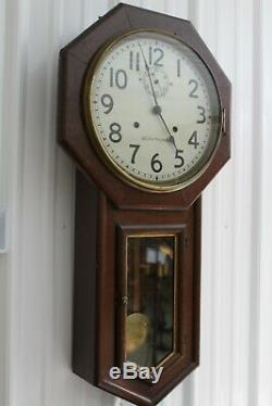 Antique Seth Thomas Regulator Wall Clock With Second Hand Train Station Clock