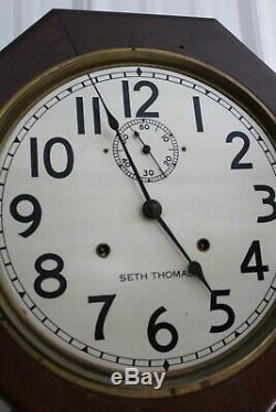 Antique Seth Thomas Regulator Wall Clock With Second Hand Train Station Clock