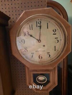 Antique Seth Thomas Schoolhouse Wall Regulator Clock 8-Day Working