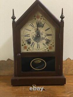 Antique Seth Thomas Sharon Mahogany Steeple Mantle Clock With Key