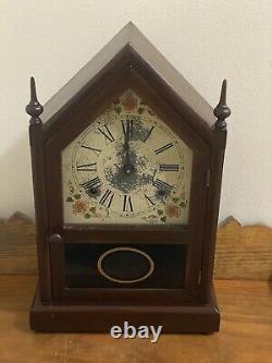 Antique Seth Thomas Sharon Mahogany Steeple Mantle Clock With Key