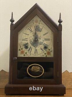 Antique Seth Thomas Sharon Mahogany Steeple Mantle Clock With Key