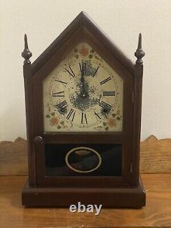 Antique Seth Thomas Sharon Mahogany Steeple Mantle Clock With Key