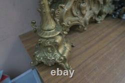 Antique Seth Thomas Shelf Mantle Clock & 2 Candelabra Rococo Gold Gilt Metal