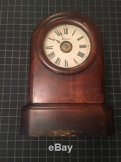 Antique Seth Thomas Shelf Mantle Clock With Pendulum And Key White Dial